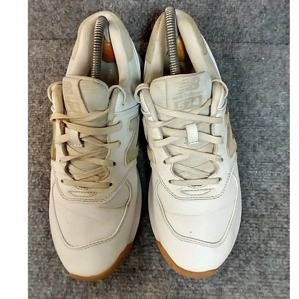 New‎ Balance 574 Golf White Tan Leather Sneakers WG574WT Womens 9 Low Top Shoes